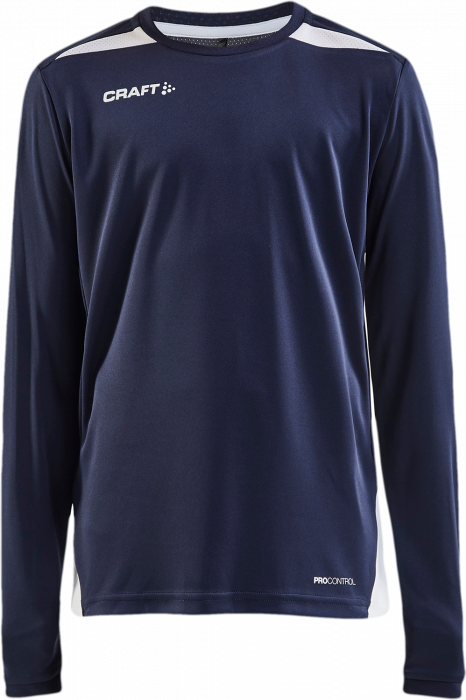 Craft - Pro Control Impact Longsleeve Tee Junior - Marinblå & vit