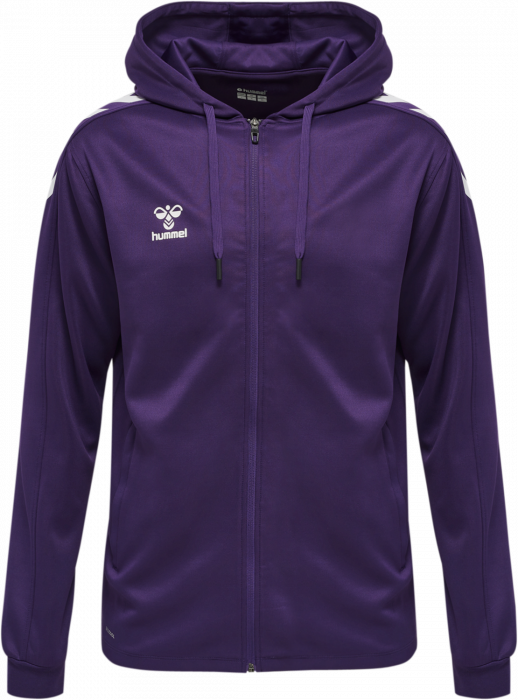 Hummel - Core Xk Poly Hoodie With Zipper - Purple Reign & blanco