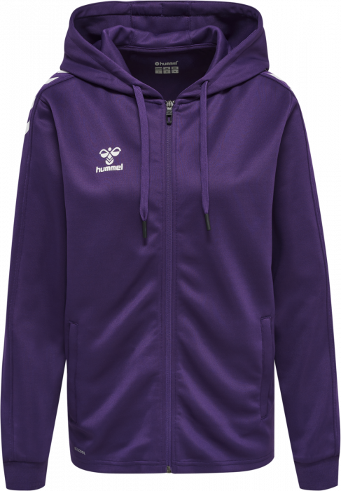 Hummel - Core Xk Poly Hoodie With Zipper Women - Purple Reign & blanc