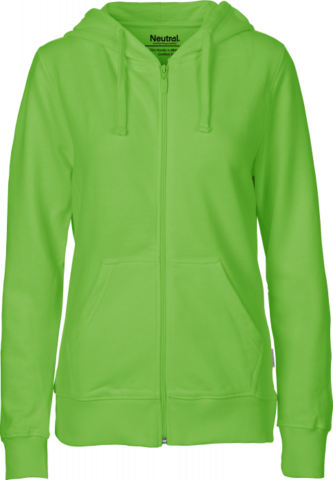 Neutral - Organic Cotton Hoodie With Full Zip Women - Lime