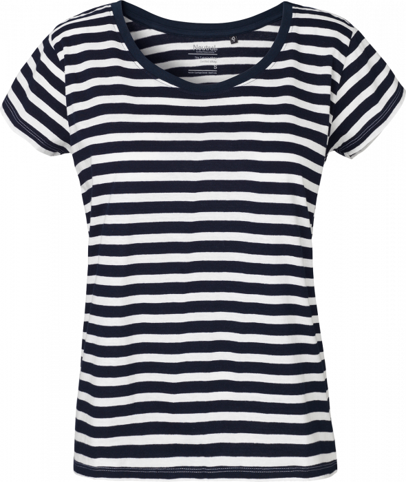 Neutral - Stribet T-Shirt I Løs Pasform Dame - White & navy