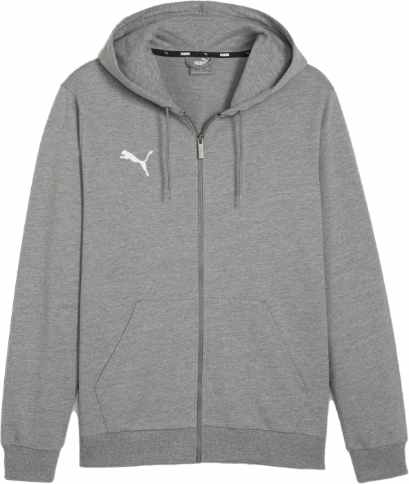 Puma - Teamgoal Casual Hættetrøje M. Lynlås - Grey Heather & hvid